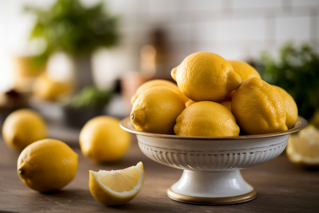 cuisine-rustique-citrons-bol-plan-bois