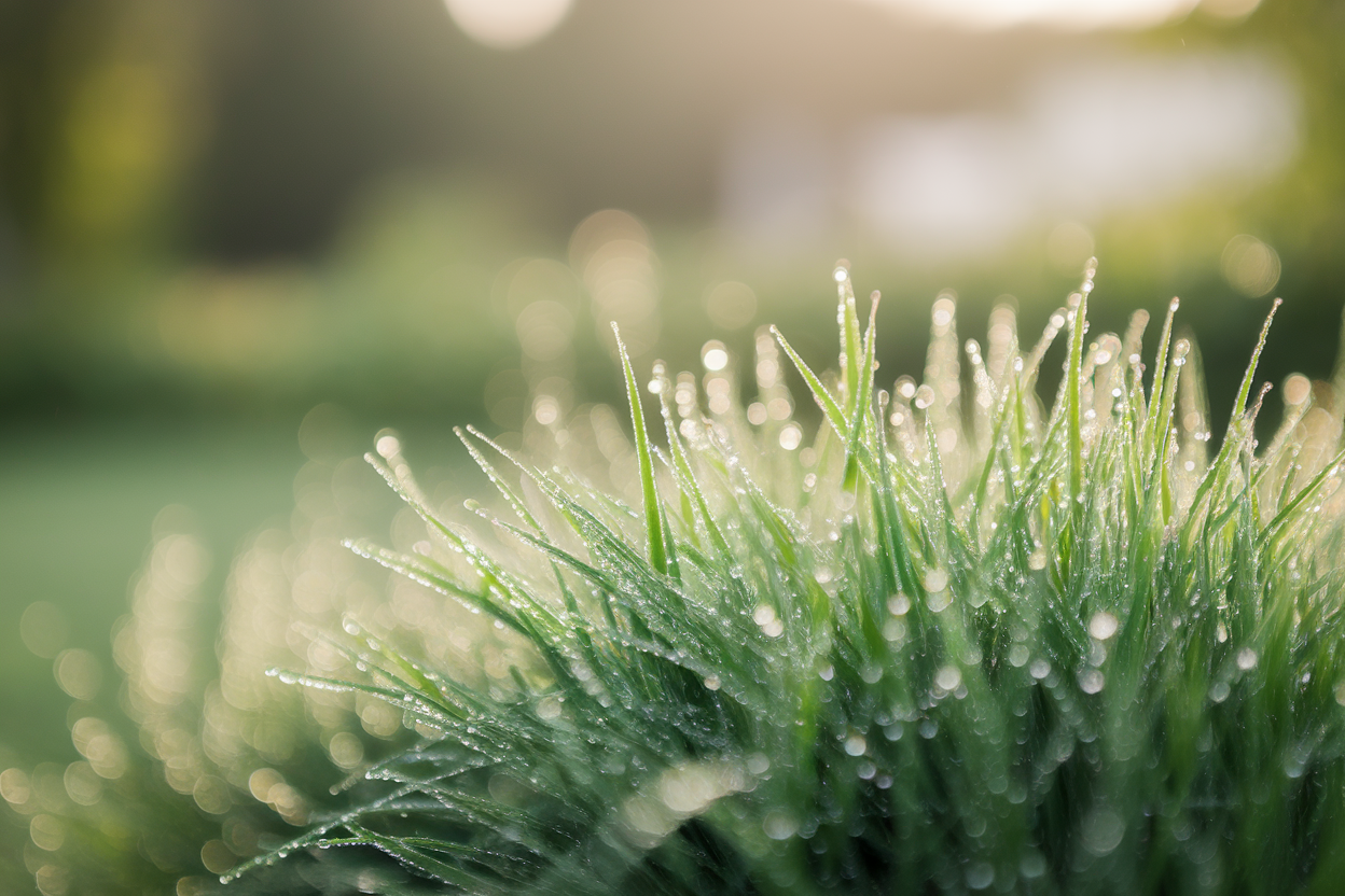herbe-verte-rosee-matin-flou