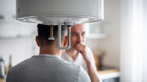 cuisine-moderne-chauffe-eau-personne