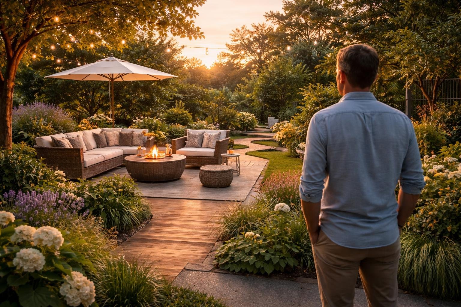 jardin-meubles-terrasse-plantes-coucher-soleil