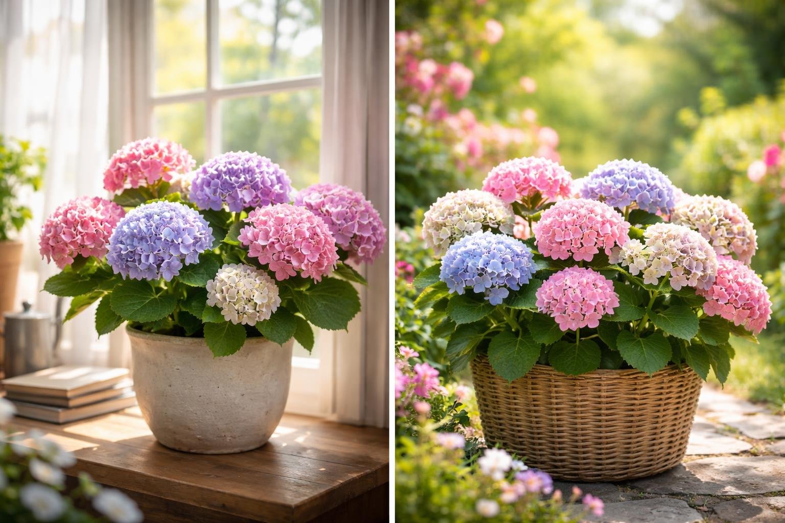 pots-hortensias-fleurs-colorees-jardin